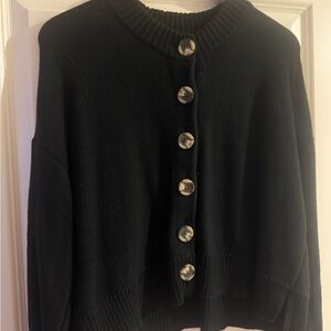 Quince organic cotton cropped Cardigan with Button Detail